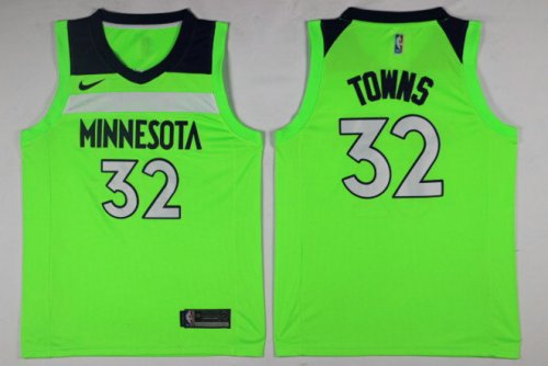 NBA 32 Towns Timberwolves 2017-18 Season Maillot green